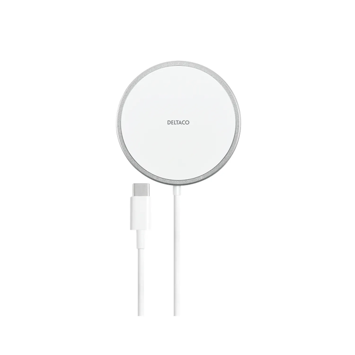Magnetic wireless charger, 15 W, USB-C, white/silver