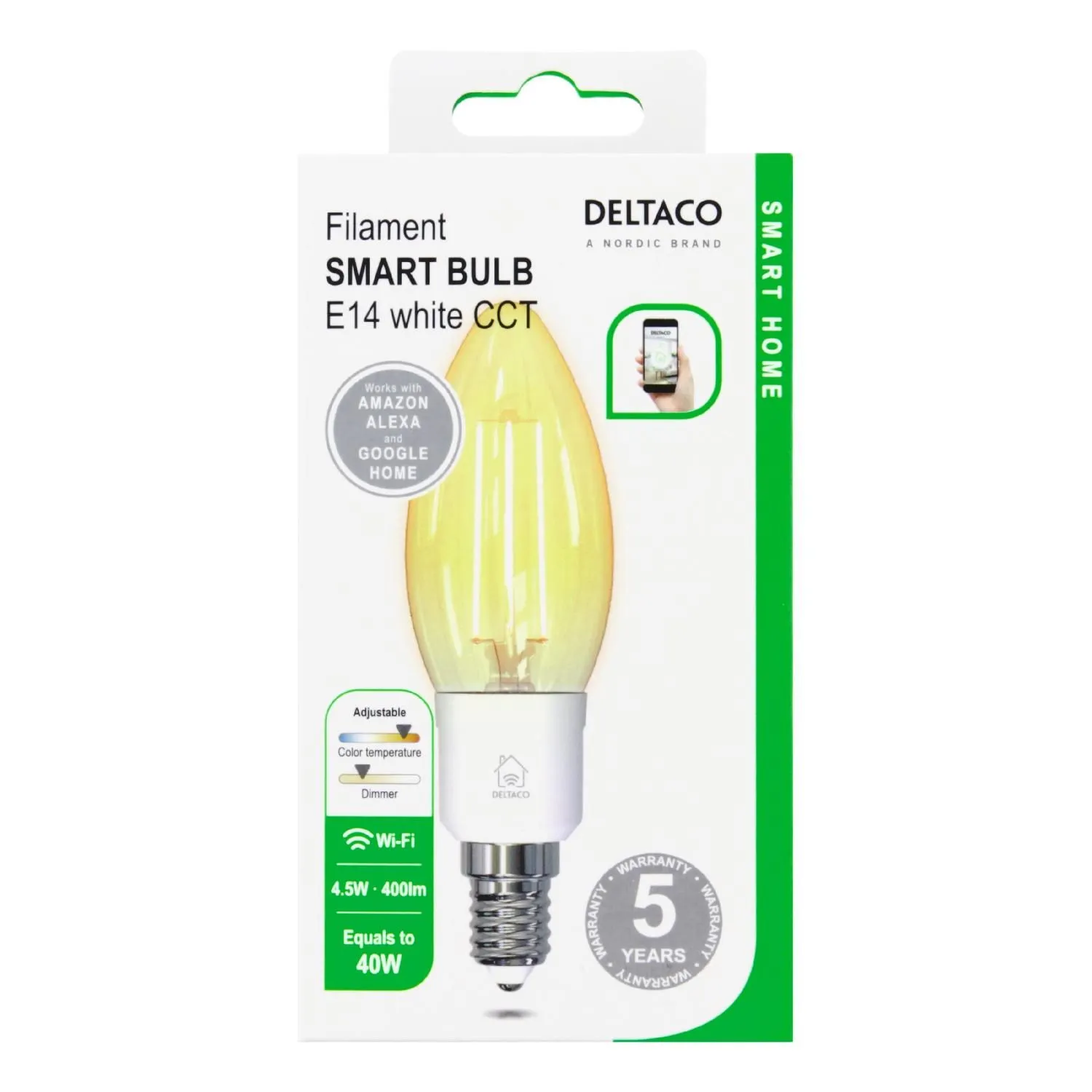 Smart Home E14 LED Filament-Kerze, weiß