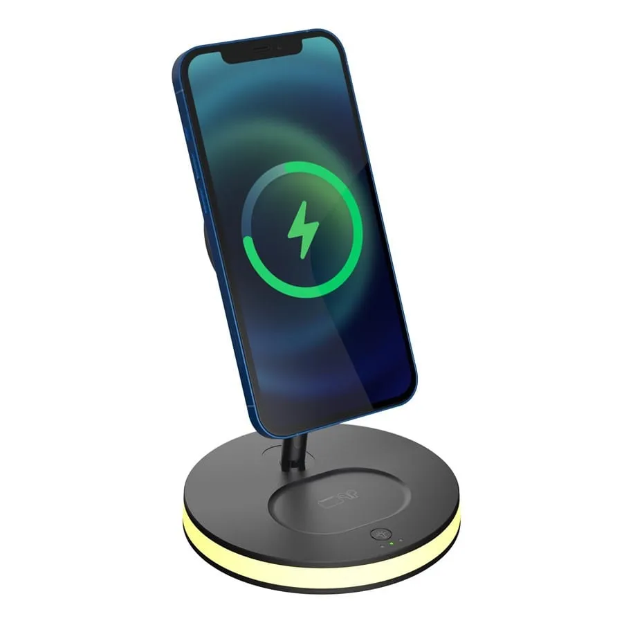 3-in-1 magnetic wireless charger, Phone/TWS/Watch,LED light