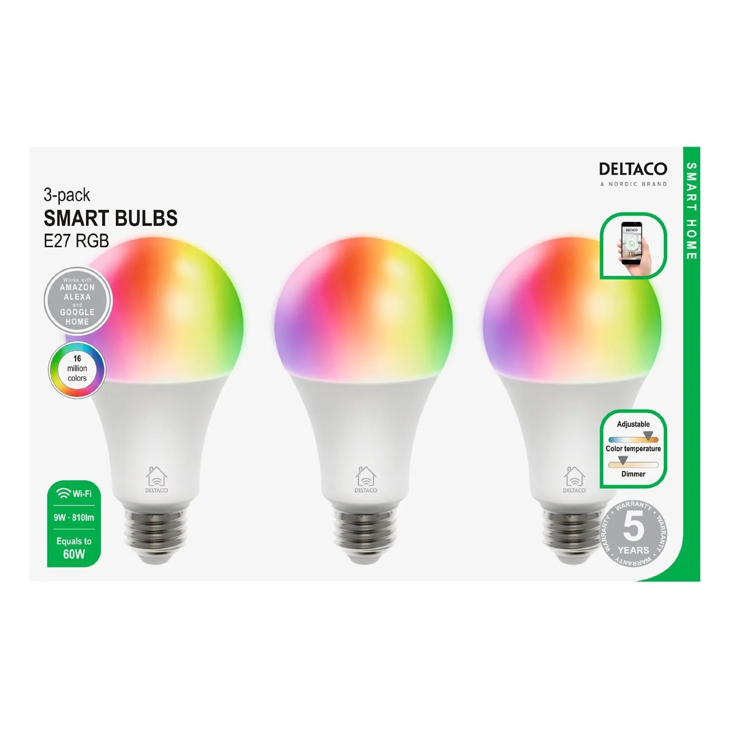 Smart Home E27 LED Birne, bunt (RGB), 3er Pack